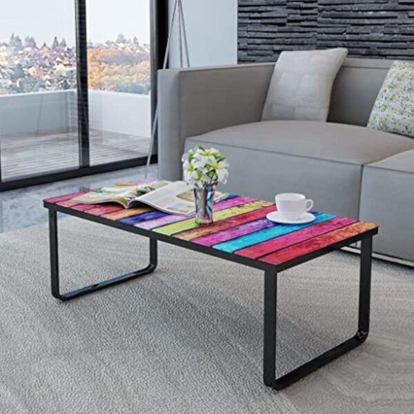 vidaXL Table Basse avec Impression d'arc-en-Ciel Dessus en Verre Meuble Salon – Image 3