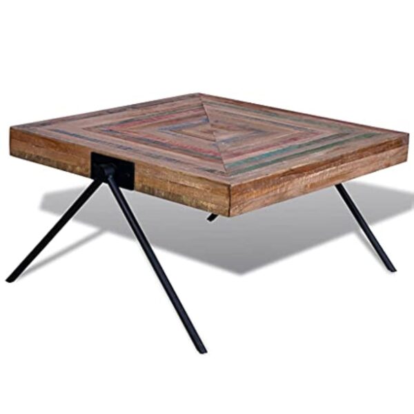vidaXL Table Basse Table de Salon Teck recyclé avec Pieds V Table d'appoint – Image 3