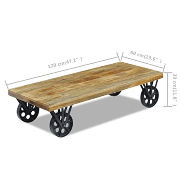 vidaXL Table Basse pour Salon Table d'appoint en Bois de manguier 120x60x30 cm – Image 3