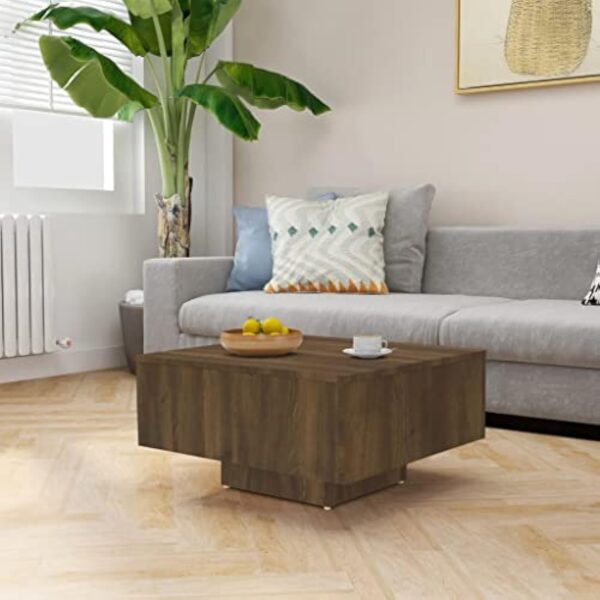 vidaXL Table Basse Table d'Appoint Meuble de Salon Bout de Canapé Salle de Séjour Intérieur Chêne Marron 60x60x31,5 cm Bois d'Ingénierie – Image 3