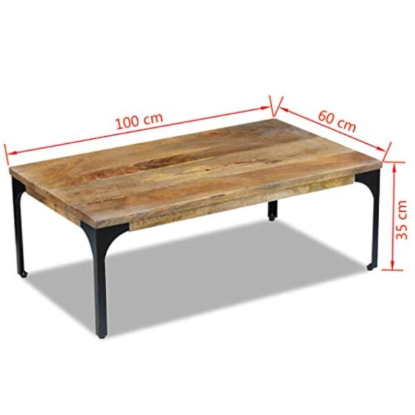 vidaXL Table Basse pour Salon Table d'appoint Bois de manguier 100 x 60 x 35 cm – Image 3