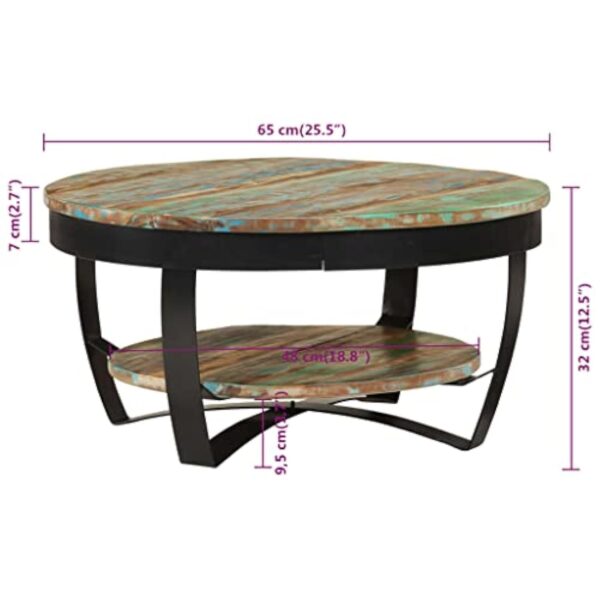 vidaXL Table Basse Bois Massif de Récupération Table d'Appoint Meuble Salon – Image 3