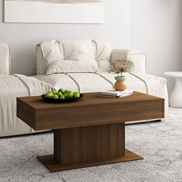 vidaXL Table Basse Table d'Appoint Meuble de Salon Bout de Canapé Salle de Séjour Intérieur Chêne Marron 96x50x45 cm Bois d'Ingénierie – Image 3