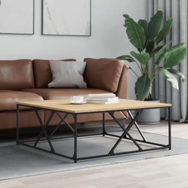 vidaXL Table Basse chêne Sonoma 100x100x40 cm Bois d'ingénierie – Image 3