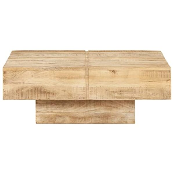 vidaXL Table Basse Table d'Appoint Table de Canapé Meuble de Salon Bout de Canapé Salle de Séjour Maison Intérieur 80x80x28 cm Bois de Manguier Massif – Image 4