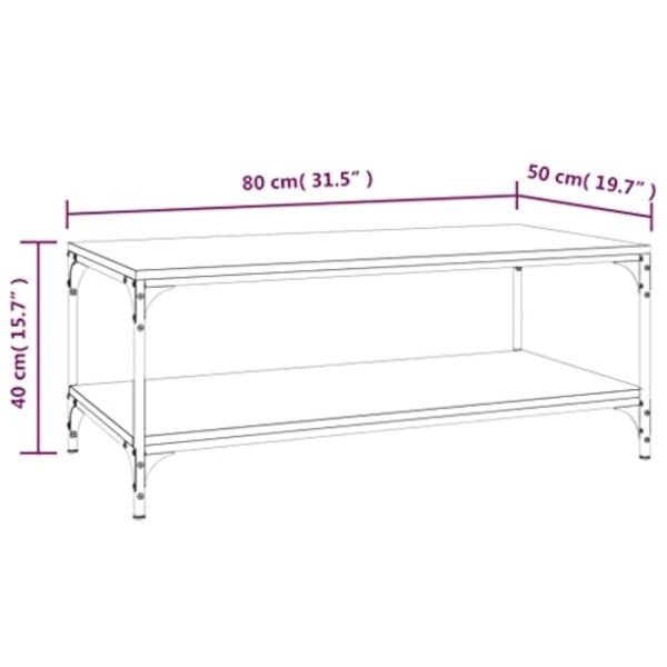 vidaXL Table Basse Chêne fumé 80x50x40 cm Bois d'ingénierie – Image 4