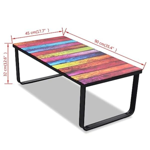 vidaXL Table Basse avec Impression d'arc-en-Ciel Dessus en Verre Meuble Salon – Image 4