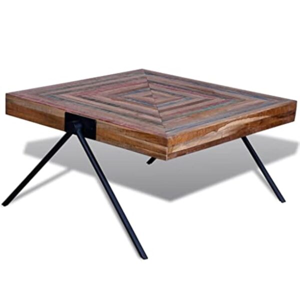 vidaXL Table Basse Table de Salon Teck recyclé avec Pieds V Table d'appoint – Image 4