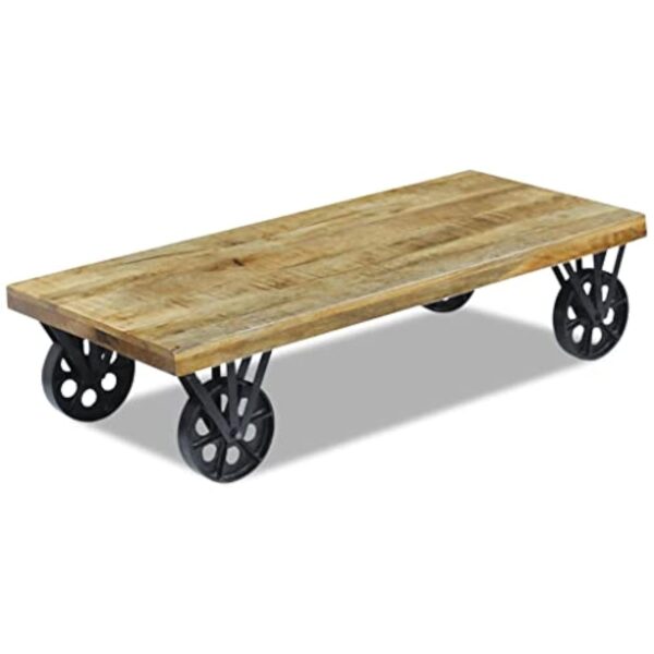vidaXL Table Basse pour Salon Table d'appoint en Bois de manguier 120x60x30 cm – Image 4