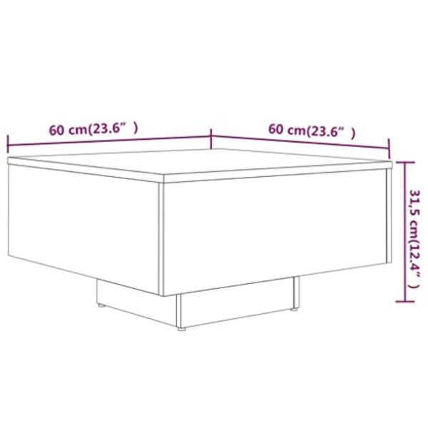 vidaXL Table Basse Table d'Appoint Meuble de Salon Bout de Canapé Salle de Séjour Intérieur Chêne Marron 60x60x31,5 cm Bois d'Ingénierie – Image 4