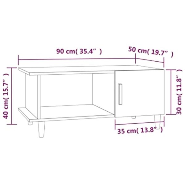 vidaXL Table Basse Table d'Appoint Bout de Canapé Table de Salon Meuble de Salon Salle de Séjour Intérieur Chêne Fumé 90x50x40 cm Bois d'Ingénierie – Image 4