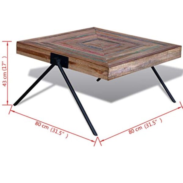 vidaXL Table Basse Table de Salon Teck recyclé avec Pieds V Table d'appoint – Image 5