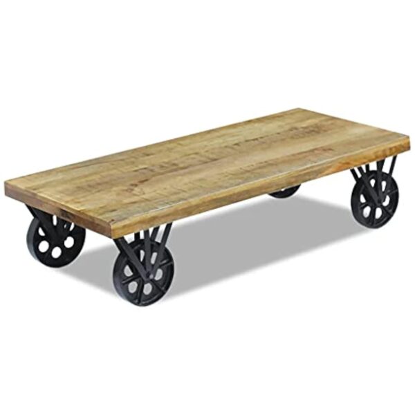 vidaXL Table Basse pour Salon Table d'appoint en Bois de manguier 120x60x30 cm – Image 5