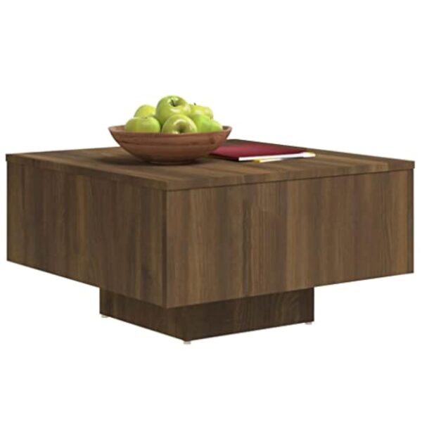 vidaXL Table Basse Table d'Appoint Meuble de Salon Bout de Canapé Salle de Séjour Intérieur Chêne Marron 60x60x31,5 cm Bois d'Ingénierie – Image 5