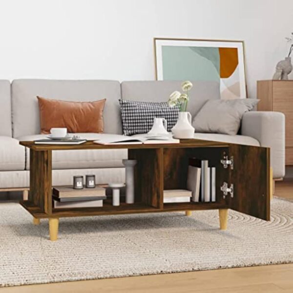 vidaXL Table Basse Table d'Appoint Bout de Canapé Table de Salon Meuble de Salon Salle de Séjour Intérieur Chêne Fumé 90x50x40 cm Bois d'Ingénierie – Image 5