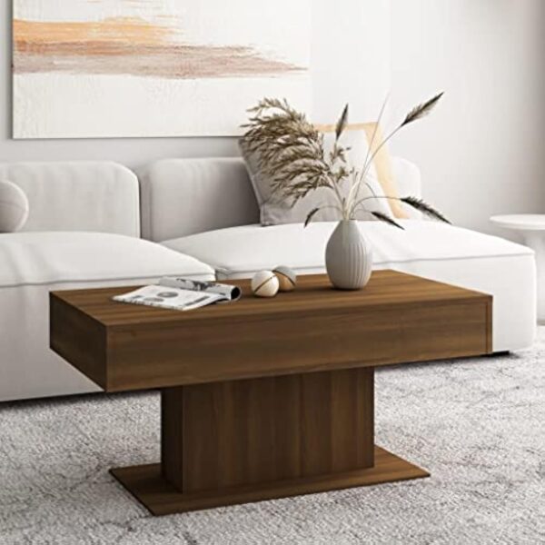 vidaXL Table Basse Table d'Appoint Meuble de Salon Bout de Canapé Salle de Séjour Intérieur Chêne Marron 96x50x45 cm Bois d'Ingénierie – Image 5