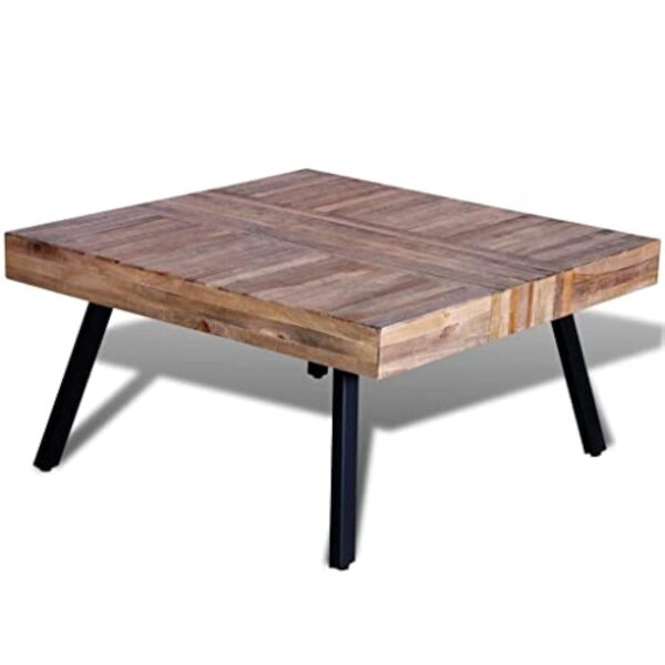 vidaXL Table Basse Carrée Teck Recyclé Table de Canapé Table de Salon Séjour – Image 5