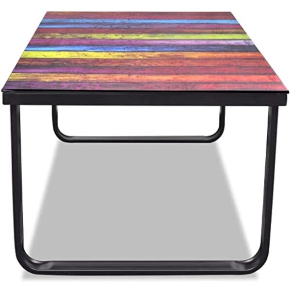 vidaXL Table Basse avec Impression d'arc-en-Ciel Dessus en Verre Meuble Salon – Image 6