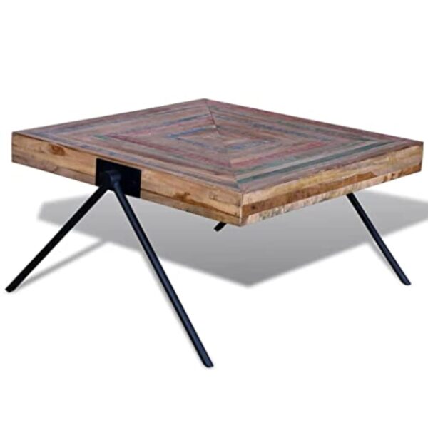 vidaXL Table Basse Table de Salon Teck recyclé avec Pieds V Table d'appoint – Image 6