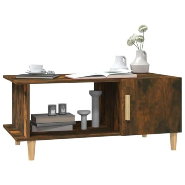 vidaXL Table Basse Table d'Appoint Bout de Canapé Table de Salon Meuble de Salon Salle de Séjour Intérieur Chêne Fumé 90x50x40 cm Bois d'Ingénierie – Image 6