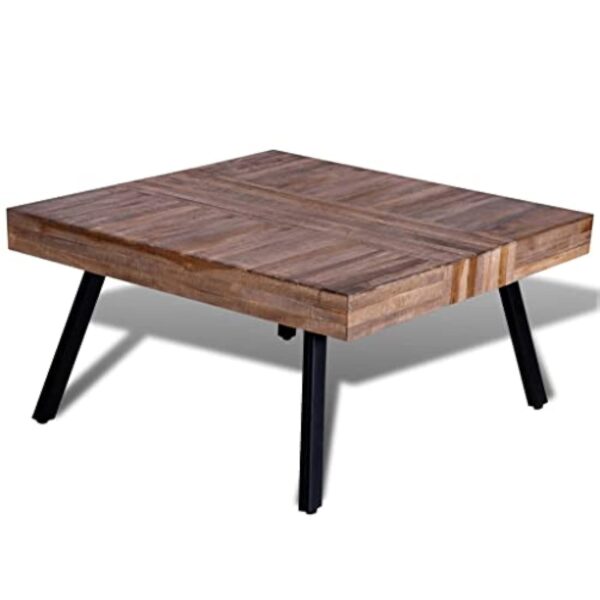 vidaXL Table Basse Carrée Teck Recyclé Table de Canapé Table de Salon Séjour – Image 6