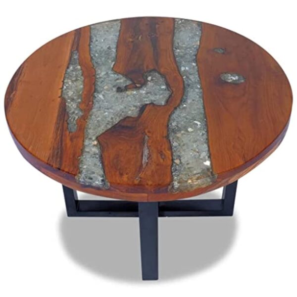 vidaXL Table Basse Table d'appoint de Salon séjour en Teck Résine 60 cm – Image 7