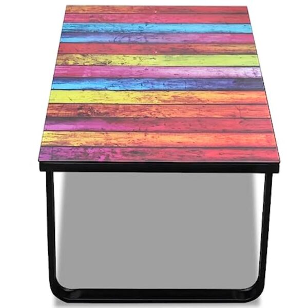 vidaXL Table Basse avec Impression d'arc-en-Ciel Dessus en Verre Meuble Salon – Image 7