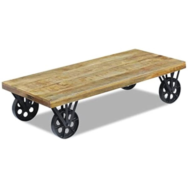 vidaXL Table Basse pour Salon Table d'appoint en Bois de manguier 120x60x30 cm – Image 7