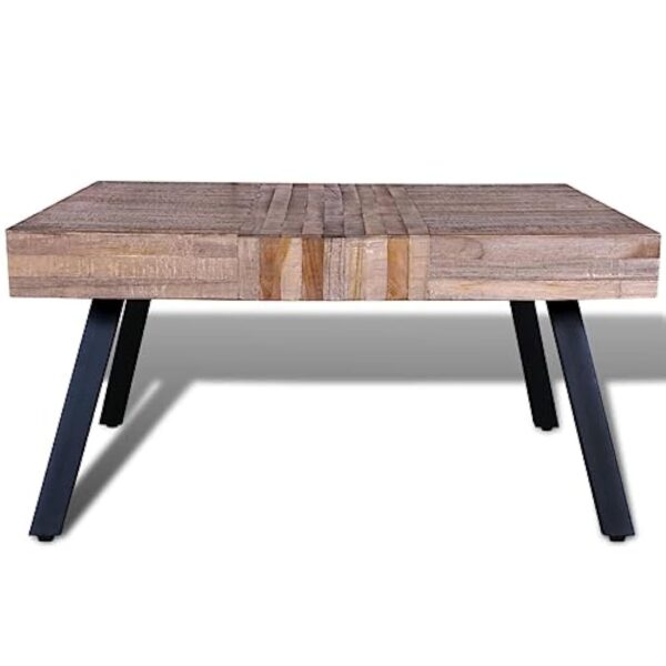 vidaXL Table Basse Carrée Teck Recyclé Table de Canapé Table de Salon Séjour – Image 7