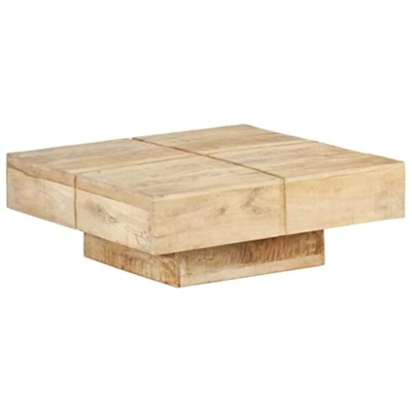 vidaXL Table Basse Table d'Appoint Table de Canapé Meuble de Salon Bout de Canapé Salle de Séjour Maison Intérieur 80x80x28 cm Bois de Manguier Massif – Image 8
