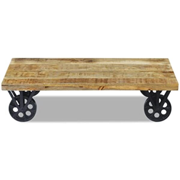 vidaXL Table Basse pour Salon Table d'appoint en Bois de manguier 120x60x30 cm – Image 8