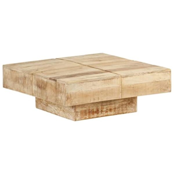 vidaXL Table Basse Table d'Appoint Table de Canapé Meuble de Salon Bout de Canapé Salle de Séjour Maison Intérieur 80x80x28 cm Bois de Manguier Massif – Image 9
