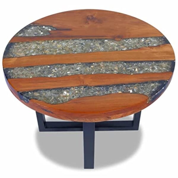 vidaXL Table Basse Table d'appoint de Salon séjour en Teck Résine 60 cm – Image 9