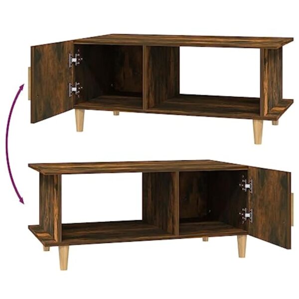 vidaXL Table Basse Table d'Appoint Bout de Canapé Table de Salon Meuble de Salon Salle de Séjour Intérieur Chêne Fumé 90x50x40 cm Bois d'Ingénierie – Image 9
