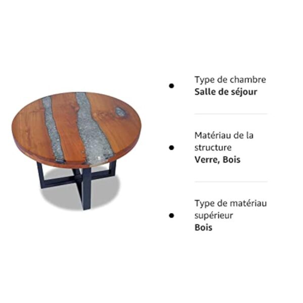 vidaXL Table Basse Table d'appoint de Salon séjour en Teck Résine 60 cm – Image 11