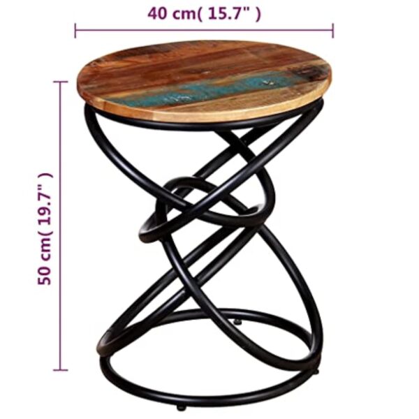 vidaXL Table d'Appoint Table Basse de Salon Bureau Bois de Récupération Massif – Image 3