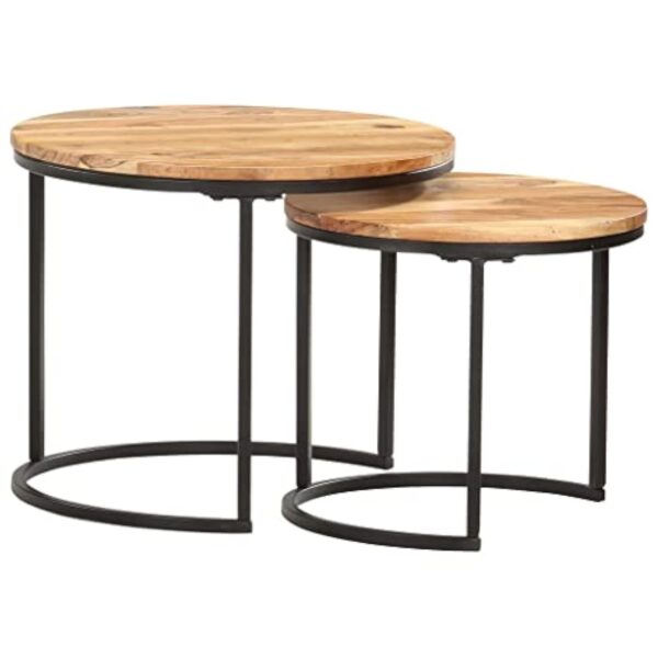 vidaXL Tables Gigognes 2 pcs Table Basse Table d'Appoint Table de Salon Table de Canapé Couloir Salle de Séjour Maison Intérieur Bois d'Acacia Massif