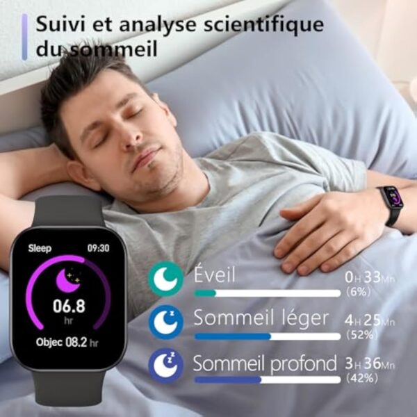 ASWEE Montre Connectée Femme Homme, 1,96" Full Touch Smartwatch avec Répondre/Numéroter, 147+ Modes Sportifs, Compteur de Calories, Montre Connectee avec Fréquence Cardiaque pour Android iOS – Image 6