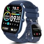 Aptkdoe Montre Connectée intelligente Femmes Homme avec Numérotation Fonction D'appel, 1.85" Smartwatch Sport avec 112Modes Sportifs/Podomètre/Sommeil, Etanche IP68 pour iOS Android Bleu