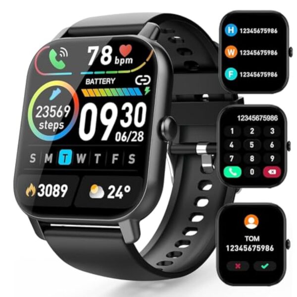 Aptkdoe Montre Connectée Femme Homme avec Appel Bluetooth, 1.85" HD Smartwatch Montre Sport avec 112 Modes de Sport/Podometre/Cardiofrequencemetre, Etanche IP68 Montre Intelligente pour iOS Android – Image 2