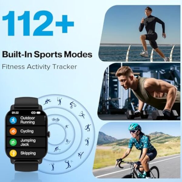 Aptkdoe Montre Connectée Femme Homme avec Appel Bluetooth, 1.85" HD Smartwatch Montre Sport avec 112 Modes de Sport/Podometre/Cardiofrequencemetre, Etanche IP68 Montre Intelligente pour iOS Android – Image 5