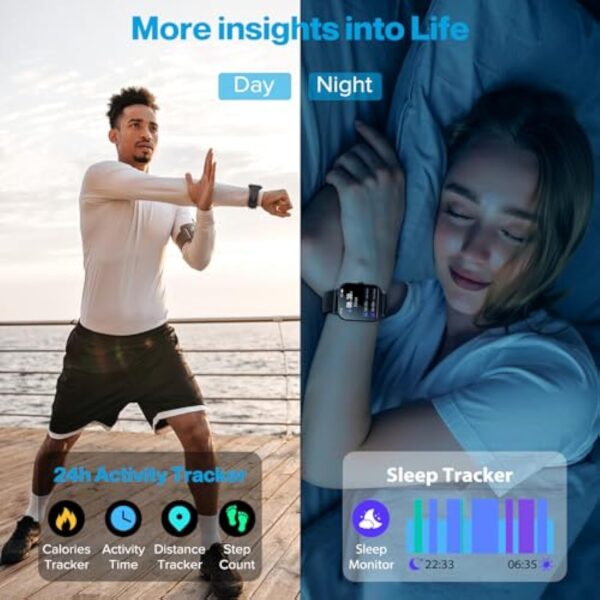Aptkdoe Montre Connectée Femme Homme avec Appel Bluetooth, 1.85" HD Smartwatch Montre Sport avec 112 Modes de Sport/Podometre/Cardiofrequencemetre, Etanche IP68 Montre Intelligente pour iOS Android – Image 6