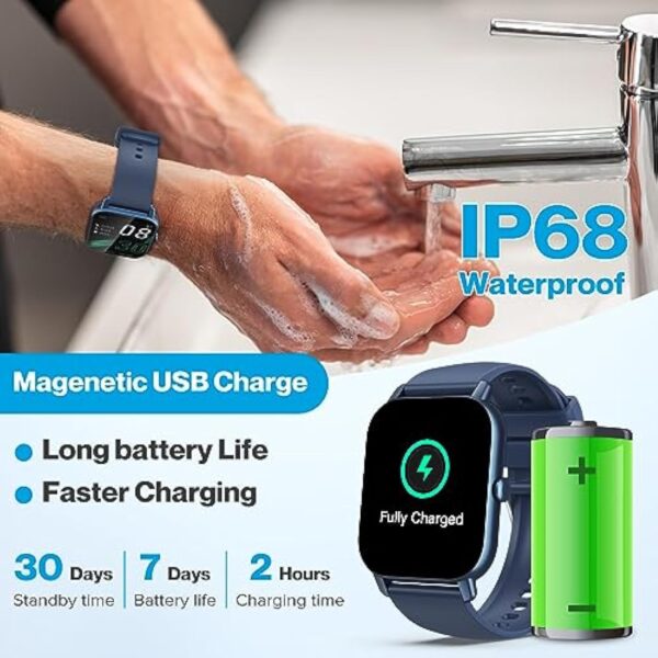 Aptkdoe Montre Connectée intelligente Femmes Homme avec Numérotation Fonction D'appel, 1.85" Smartwatch Sport avec 112Modes Sportifs/Podomètre/Sommeil, Etanche IP68 pour iOS Android Bleu – Image 7