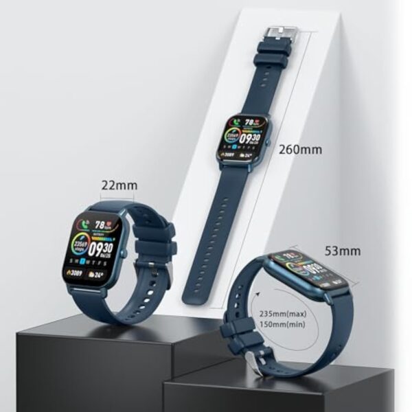 Aptkdoe Montre Connectée intelligente Femmes Homme avec Numérotation Fonction D'appel, 1.85" Smartwatch Sport avec 112Modes Sportifs/Podomètre/Sommeil, Etanche IP68 pour iOS Android Bleu – Image 9