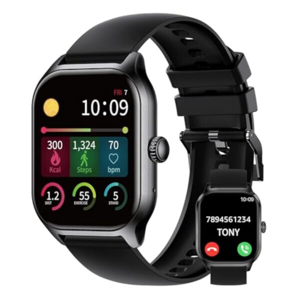 Asmoda Montre Connectée Homme Femme, 2.01" Full Touch Smart Watch avec Notifications, Répondre/Numéroter, Smartwatch avec Fréquence Cardiaque, Tensiomètre, Compteur de Calories pour Android iOS – Image 2