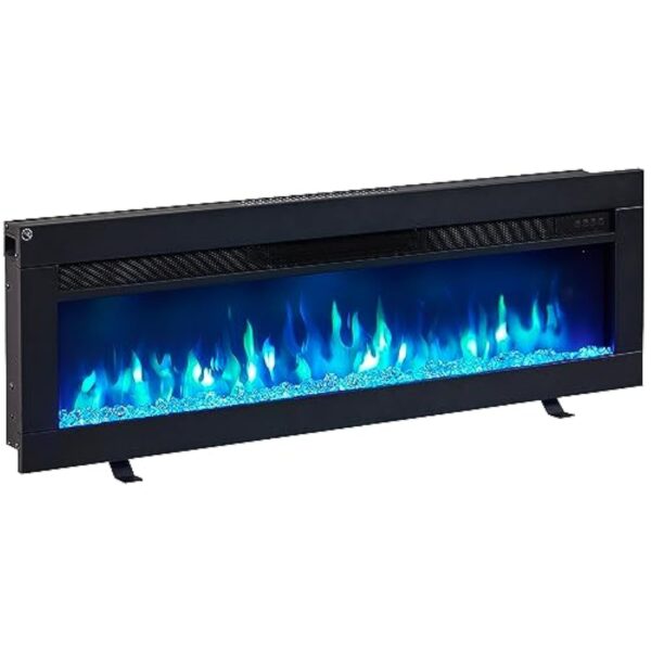 BALDERIA Agnes 40" Foyer Électrique - Foyer électrique encastré avec Chauffage 1000/2000 W, Effet de Flamme 3D réaliste, Télécommande programmable, Minuterie, Thermostat - Noir – Image 2