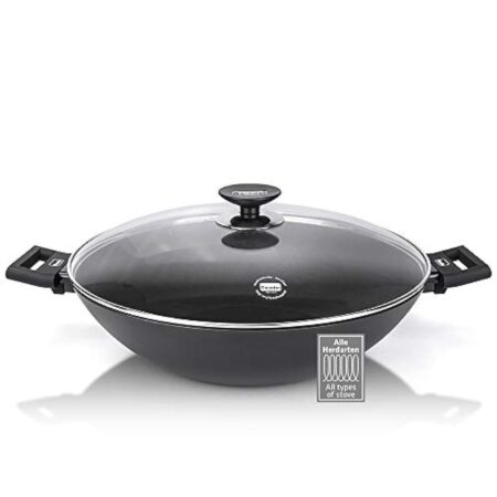 Berndes Alu Induction Wok avec couvercle 36 cm, 6,4 litres, aluminium forgé