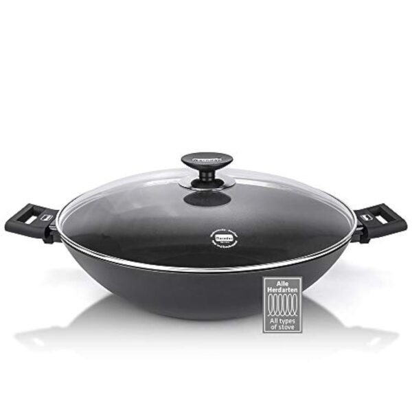 Berndes Alu Induction Wok avec couvercle 36 cm, 6,4 litres, aluminium forgé – Image 2