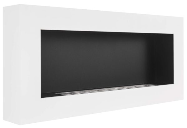 Bio cheminée blanc Nice-House BOX 90x40cm. Cheminée bio éthanol murale 900x400mm blanche. Une biocheminée en forme de boîte à accrocher au mur. Cheminée au bioéthanol sans verre. – Image 3