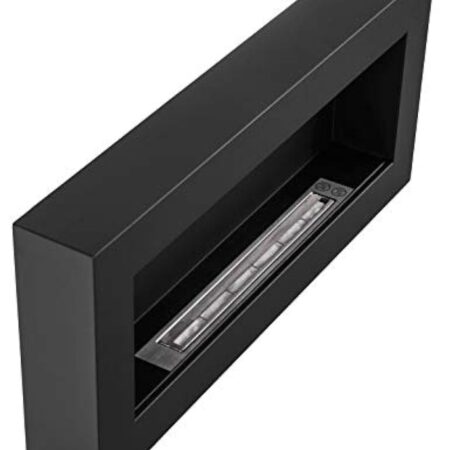 Bio cheminée noir Nice-House Box 90x40cm. Cheminée bio éthanol murale 900x400mm noire. Une biocheminée en forme de boîte à accrocher au mur. Cheminée au bioéthanol sans verre.